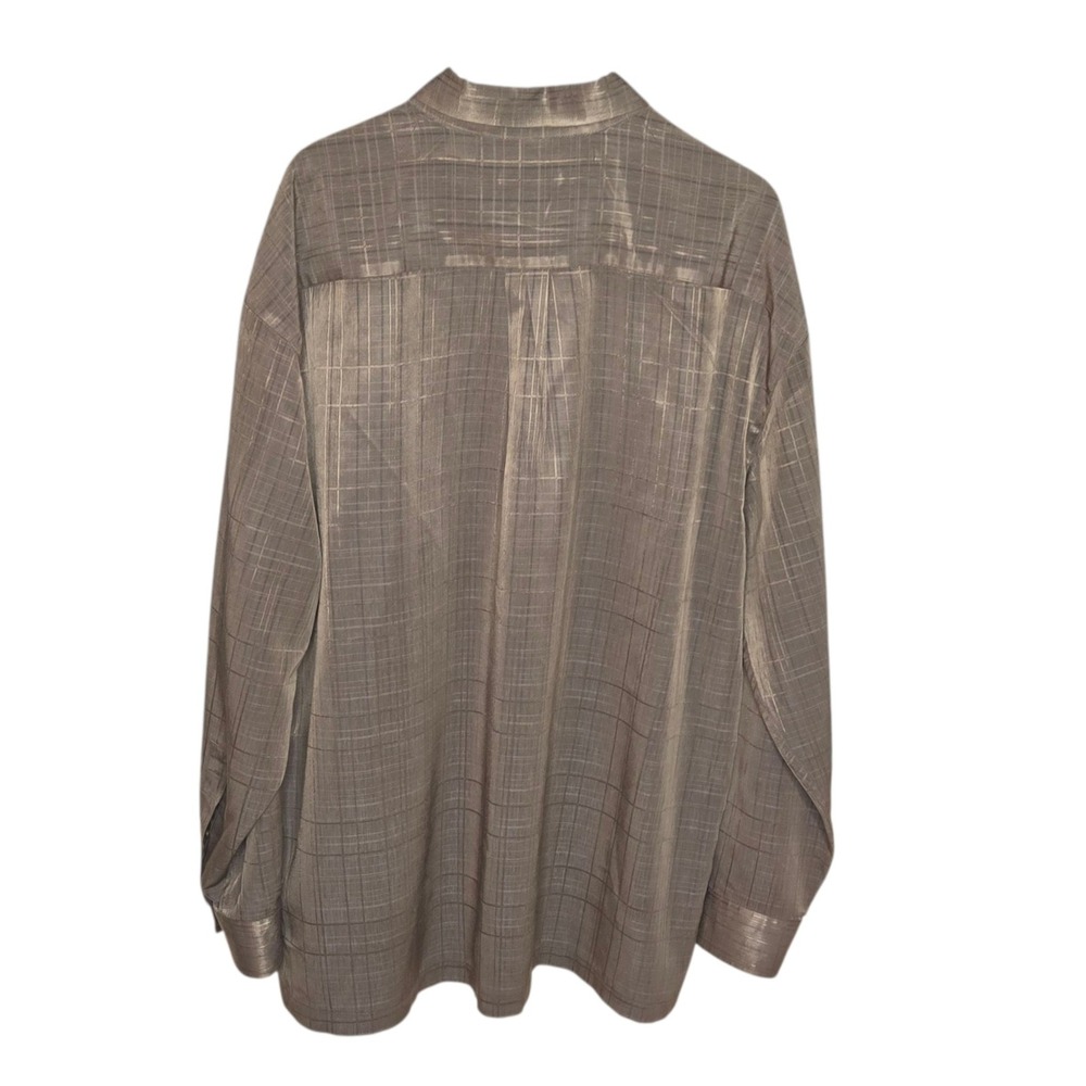 Vintage Pierre Cardin XXL Button Down Shirt Gold Brown Plaid Long Sleeve Mens - Picture 3 of 6